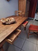 Prachtige robuuste teak eettafel met 6 stoelen  1 x 2 mtr, Huis en Inrichting, Complete inboedels, Ophalen of Verzenden