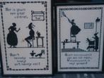 2 gehaakte schilderijtjes m dialectische tekst, Antiek en Kunst, Ophalen of Verzenden