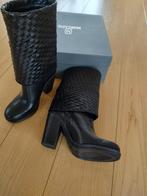 Elegante zwarte laarzen, leer met vaste gevlochten schacht, Kleding | Dames, Schoenen, Hoge laarzen, Zwart, Nieuw, Ophalen of Verzenden