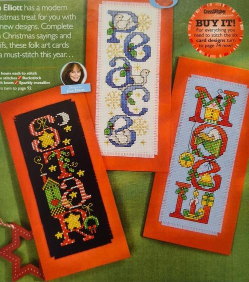 6 leuke Kerst borduurpatronen met o.a. Noel, peace, Star,, Hobby en Vrije tijd, Borduren en Borduurmachines, Nieuw, Patroon, Handborduren