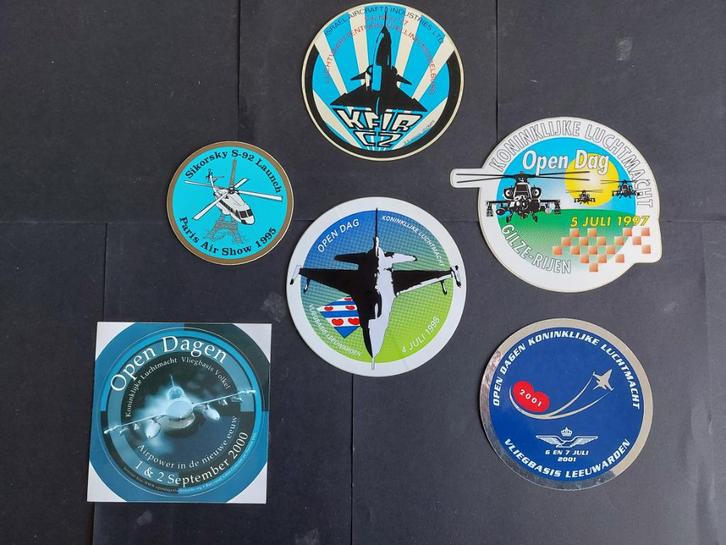 6 stickers van diverse luchtmacht dagen (ST15), Verzamelen, Luchtvaart en Vliegtuigspotten, Zo goed als nieuw, Patch, Badge of Embleem