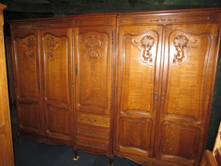 barok eiken 5 deurs linnenkast kleerkast in queen anne stijl, Huis en Inrichting, Kasten | Kledingkasten, Zo goed als nieuw, 150 tot 200 cm