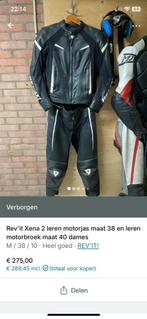 Rev’it Xena 2 leren motorjas maat 38 en broek maat 40 dames., Ophalen of Verzenden, Tweedehands, Dames, Jas | leer