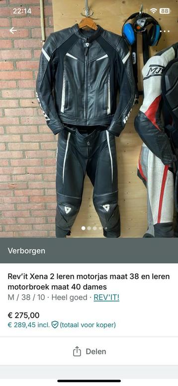 Rev’it Xena 2 leren motorjas maat 38 en broek maat 40 dames. beschikbaar voor biedingen