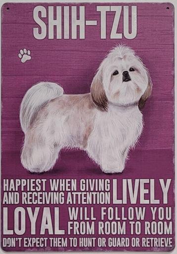Shih Tzu hond eigenschappen reclamebord van metaal wandbord beschikbaar voor biedingen