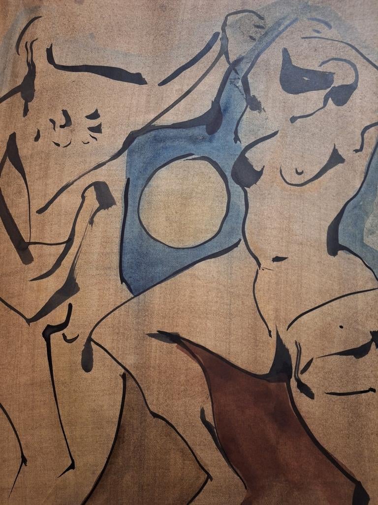 Naakt tekening/aquarel joh.Post 1977, Antiek en Kunst, Ophalen of Verzenden
