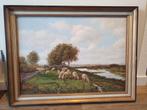 H. Koning weidelandschap schapen schilderij, Antiek en Kunst, Kunst | Schilderijen | Klassiek, Ophalen of Verzenden