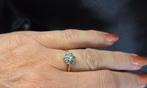 Gouden Vintage ring edelsteen smaragd en diamant. 2025/654.