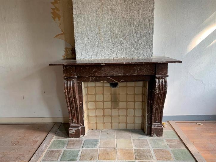 2 x Schouw marmer rood/bruin, Huis en Inrichting, Haarden, Gebruikt, Overige soorten, Ophalen
