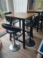 Statafels met barkrukken - Gebruikt, Ophalen, In hoogte verstelbaar, 90 cm of meer, Hout
