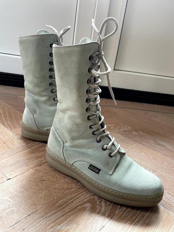 Fred de la Bretoniere: Halflange, groene laarsjes. Maat 36, Kleding | Dames, Schoenen, Gedragen, Lage of Enkellaarzen, Groen, Ophalen of Verzenden