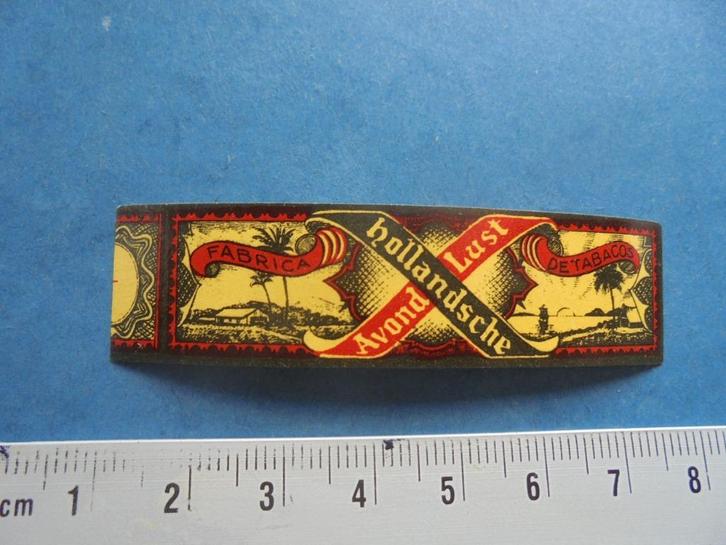 Oude sigarenband Hollandscge Avond Lust, Verzamelen, Rookartikelen, Aanstekers en Luciferdoosjes, Zo goed als nieuw, Sigarenbandjes