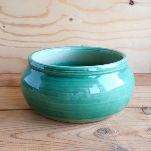 Bloempot potterie Nijkamp Twello groen, Tuin en Terras, Bloempotten, Zo goed als nieuw, Aardewerk, Binnen, Minder dan 25 cm, Rond