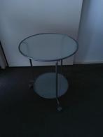 Ikea bijzettafel met glazen blad, Minder dan 55 cm, Gebruikt, Rond, Glas