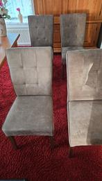 Vier grijze eetkamerstoelen, Hout, Gebruikt, Ophalen of Verzenden, Vier