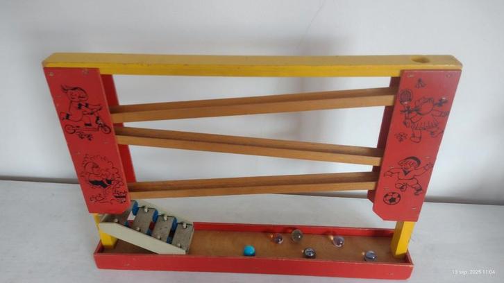 Vintage/retro/oude houten knikkerbaan/jodelbaan, Kinderen en Baby's, Speelgoed | Houten speelgoed, Gebruikt, Overige typen, Ophalen of Verzenden