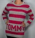 Tommy Hilfiger Logo Stripe Jumper – Size S – Grey & Fuchsia, Verzenden, Zo goed als nieuw, Roze, Maat 36 (S)