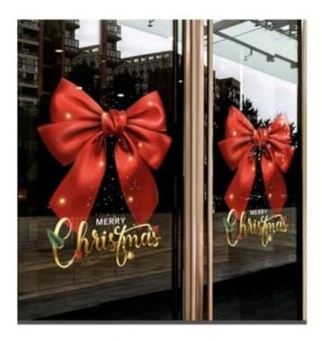Kerst raam decoratie sticker Rode strik beschikbaar voor biedingen