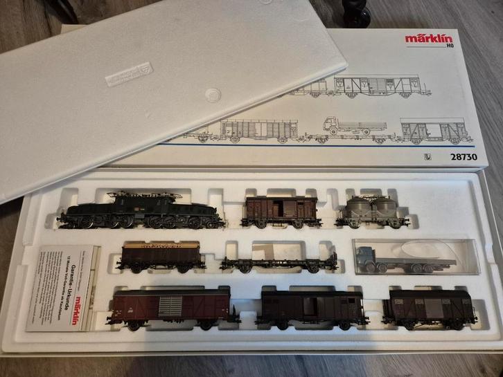 Märklin 28730 - Krokodil met 7 goederenwagens, Hobby en Vrije tijd, Modeltreinen | H0, Gebruikt, Locomotief, Wisselstroom, Märklin