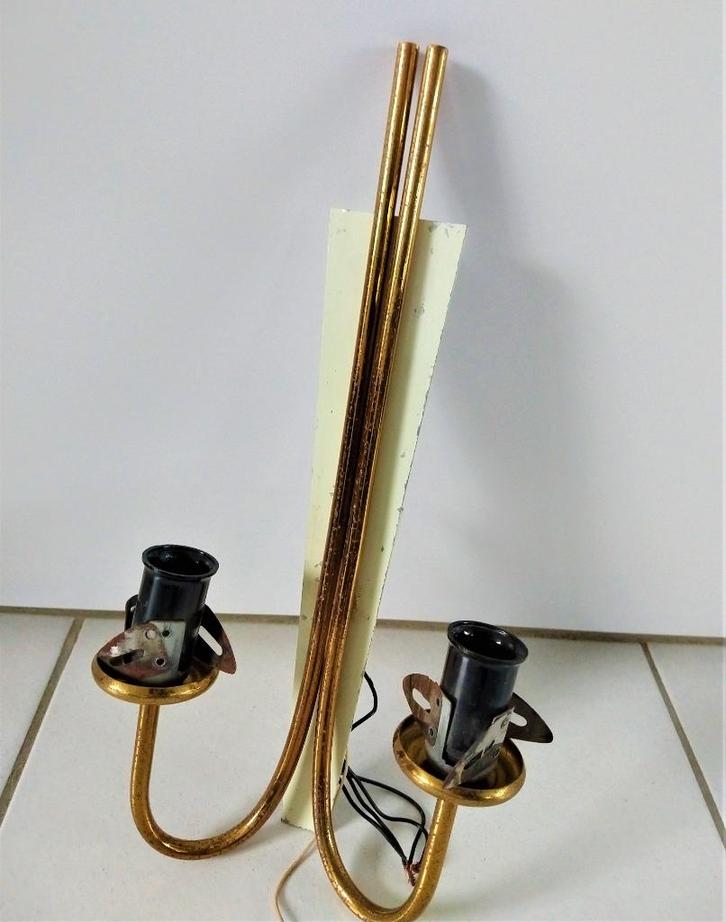 vintage wandlamp voor 2 kelken -met trekschakelaar -Jaren50, Huis en Inrichting, Lampen | Wandlampen, Gebruikt, Metaal, Ophalen of Verzenden