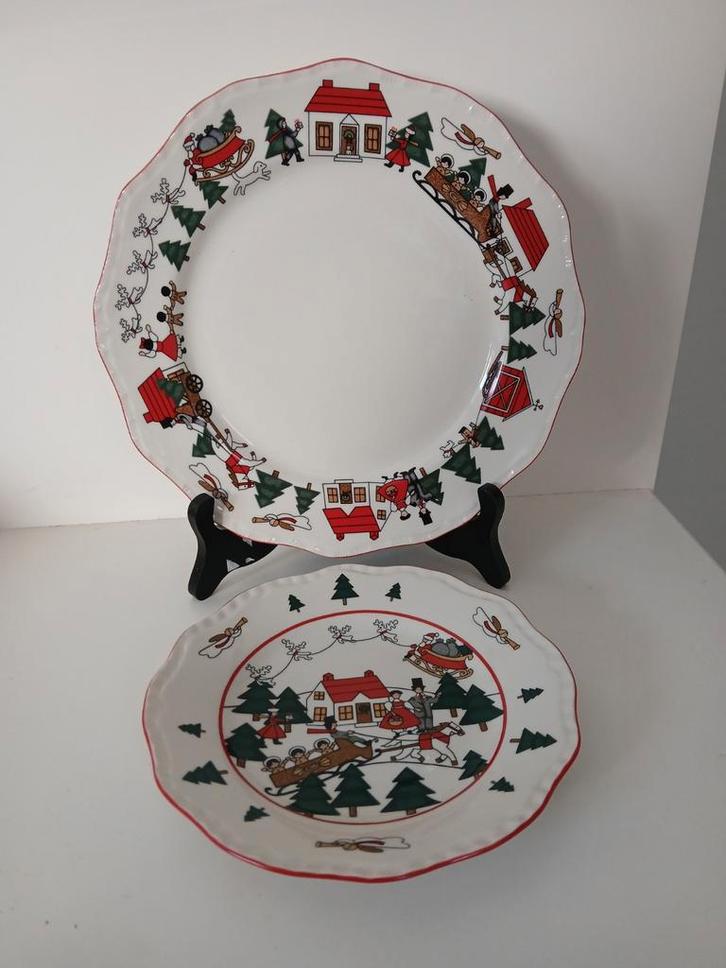 Mason's Christmas Village dinerbord en ontbijtbord., Diversen, Kerst, Ophalen of Verzenden