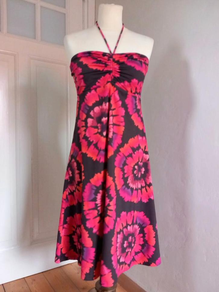 Roze - zwart Ibiza hippie jurkje van bikini stof Cyell M/38, Kleding | Dames, Jurken, Zo goed als nieuw, Maat 38/40 (M), Roze