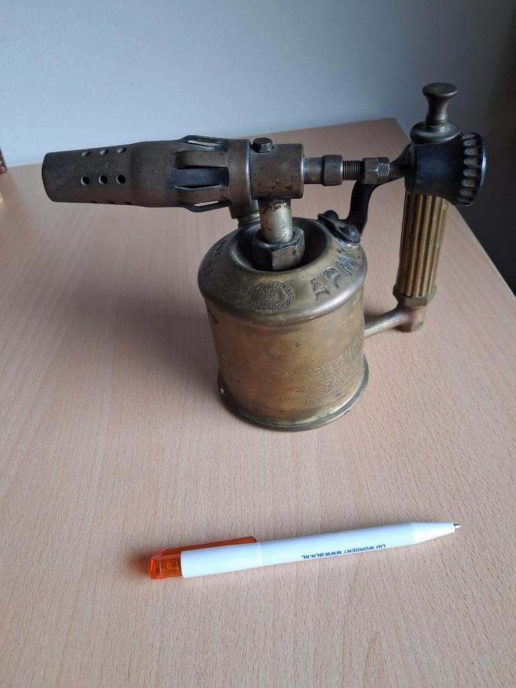 bronzen sievert benzinebrander loodgieter bulldog lanz 1930, Antiek en Kunst, Antiek | Gereedschap en Instrumenten, Ophalen of Verzenden