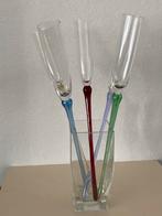 Champagneglazen op steel + houder (5 stuks), Schaal, Ophalen of Verzenden, Overige vormen, Glas