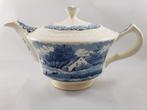 Antieke porseleinen theepot Delfts blauw, Boerenhoeve, Ophalen