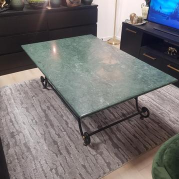 Groen Marmer Vintage Salontafel  beschikbaar voor biedingen