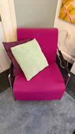 Harvink design roze fauteuil met zwart/metalen armleuningen, Ophalen, Minder dan 75 cm, Zo goed als nieuw, Metaal
