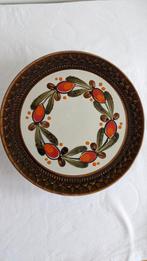 Retro Vintage Bernau serveerschaal op voet oranje, bruin,, Glas, Schaal of Schalen, Overige stijlen, Ophalen of Verzenden