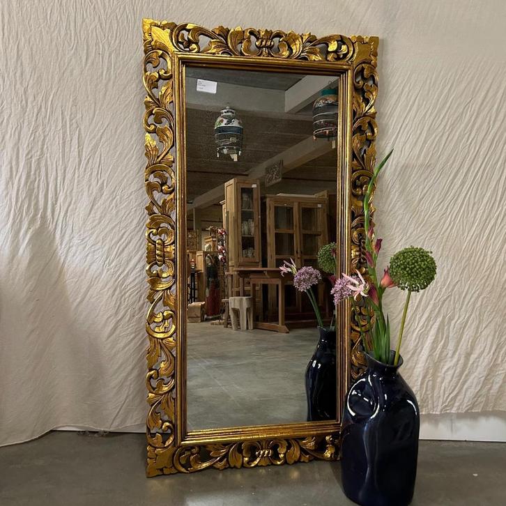Barok spiegel - houten lijst - goud, wit, zilver - TTM Wonen, Huis en Inrichting, Woonaccessoires | Spiegels, Nieuw, 75 tot 100 cm