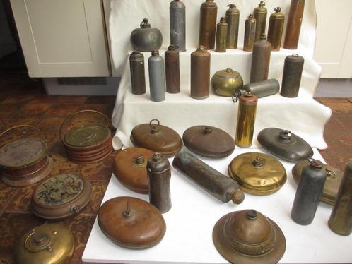 Grote verzameling antieke Bedkruiken Bedwarmers Koper en tin, Antiek en Kunst, Curiosa en Brocante, Ophalen of Verzenden