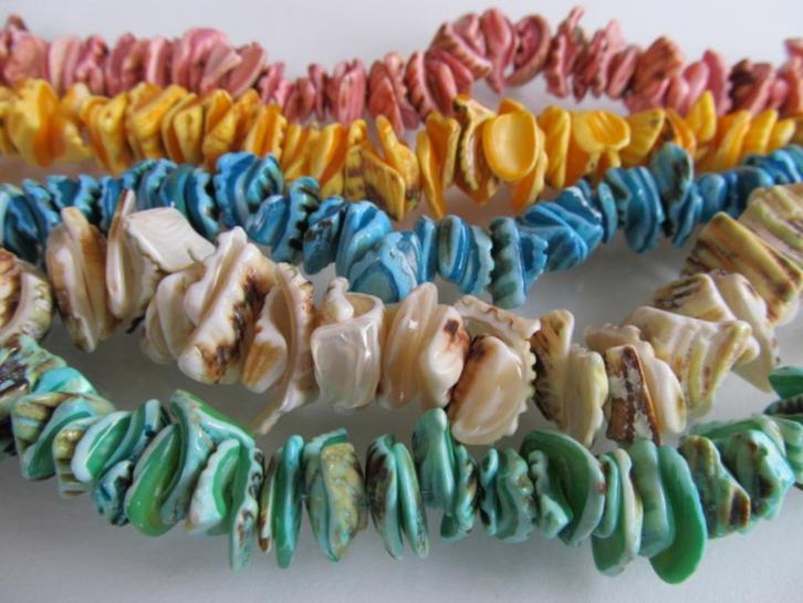 Parelmoer kraal plakje diverse tinten circa 10-15x2-3 mm, Hobby en Vrije tijd, Kralen en Sieraden maken, Nieuw, Kraal, Ophalen