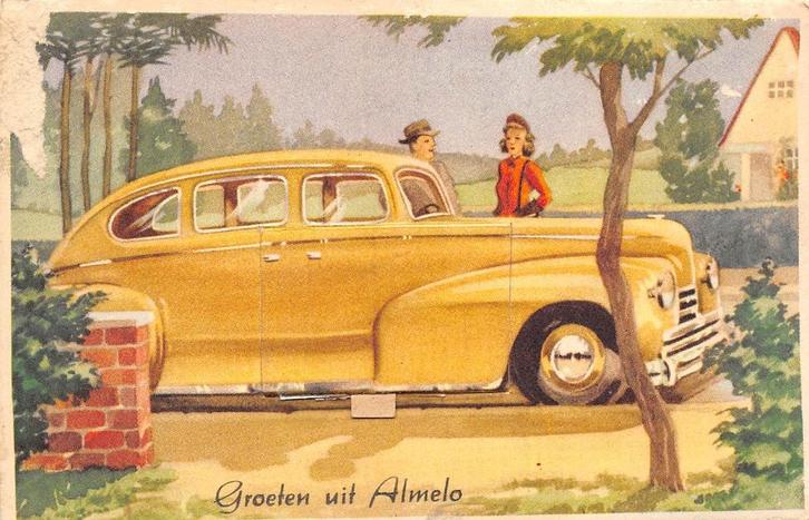 W283 Almelo Groeten uit Auto - Leporello of Klepjeskaart -, Verzamelen, Ansichtkaarten | Nederland, Gelopen, Overijssel, Ophalen of Verzenden