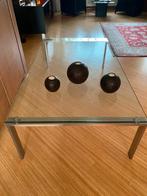 Design glazen tafel, Huis en Inrichting, Tafels | Salontafels, 100 tot 150 cm, Zo goed als nieuw, Minder dan 50 cm, Rechthoekig