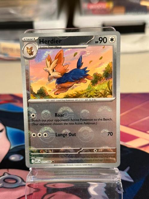 Herdier Pokeball Reverse Holo - 075/086 White Flare Pokemon, Hobby en Vrije tijd, Verzamelkaartspellen | Pokémon, Nieuw, Losse kaart