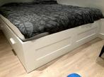 Ikea Brimmes 180x200 bed met matras, Huis en Inrichting, Slaapkamer | Bedden, Ophalen, Wit, Tweepersoons, Zo goed als nieuw