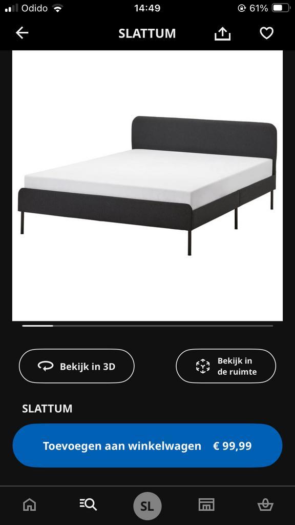 Ikea Slattum Bedframe - Zo Goed Als Nieuw!, Huis en Inrichting, Slaapkamer | Bedden, Zo goed als nieuw, Tweepersoons, 140 cm, 200 cm