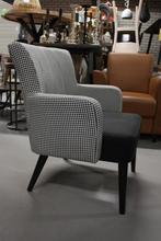 Mooie luxe fauteuil stof zwart wit pied de poule, Huis en Inrichting, Stof, Zo goed als nieuw, 50 tot 75 cm, Ophalen