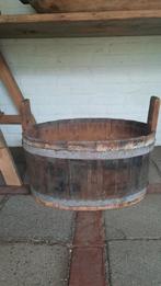 Oude houten bak teil (nuzzelspul), Ophalen, Gebruikt, Rond, Hout