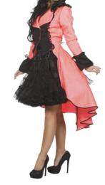 Leuke neonrode/zwarte PIRAAT/OFFICIER/CARNAVALS jas, Ophalen, Carnaval, Nieuw, Kleding