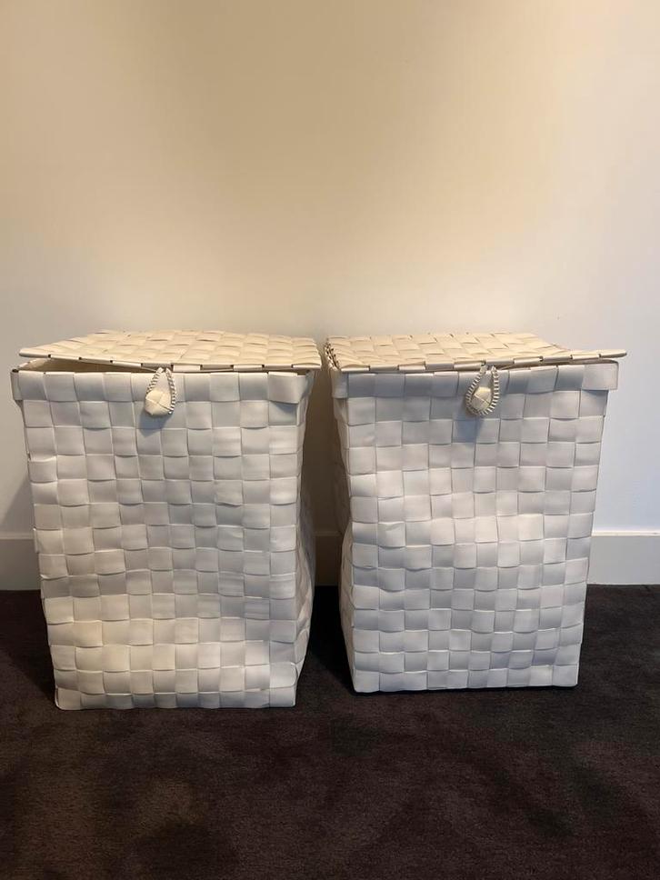 Witte Wasmand/Opbergmanden Set, Huis en Inrichting, Woonaccessoires | Kisten, Zo goed als nieuw, 50 tot 75 cm, Minder dan 50 cm