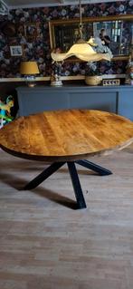 Ronde tafel mangohout, 100 tot 150 cm, Rond, Ophalen of Verzenden, Zo goed als nieuw