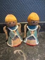 Kerst 2 Oude Jute Kerstengeltjes, Ophalen of Verzenden, Gebruikt