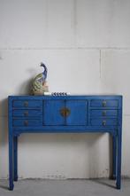 Oosterse Wandtafel Vintage Blauw Unieke Chinese Sidetable, Ophalen of Verzenden, Nieuw, Uniek Kleurrijk Vintage Style Chinees Bohemian Oosters Stoer