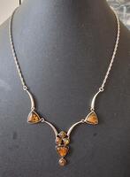 Ketting,  amber barnsteen 925 zilver, Ophalen of Verzenden, Zo goed als nieuw, Zilver, Zilver