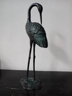 Prachtig Mid Century Bronzen Verdigris Patina Kraanvogel, Ophalen of Verzenden