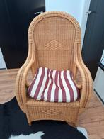 Rieten fauteuil, Huis en Inrichting, Stoelen, Ophalen, Bruin, Riet of Rotan, Zo goed als nieuw